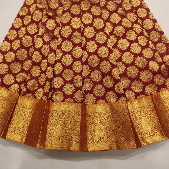Kuberan Readymade Pure Silk Pavada - Maroon Orange