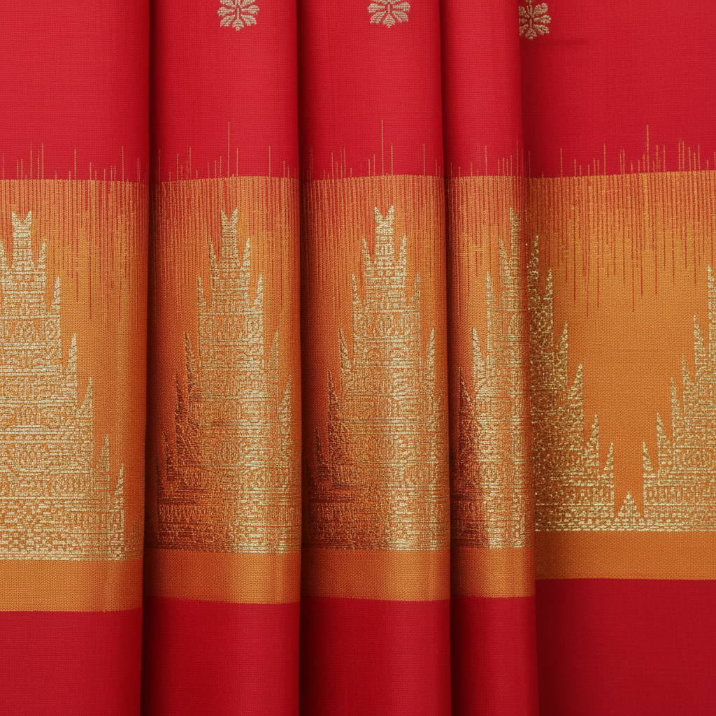 KUBERAN RED MUSTARD SOFT SILK SAREE