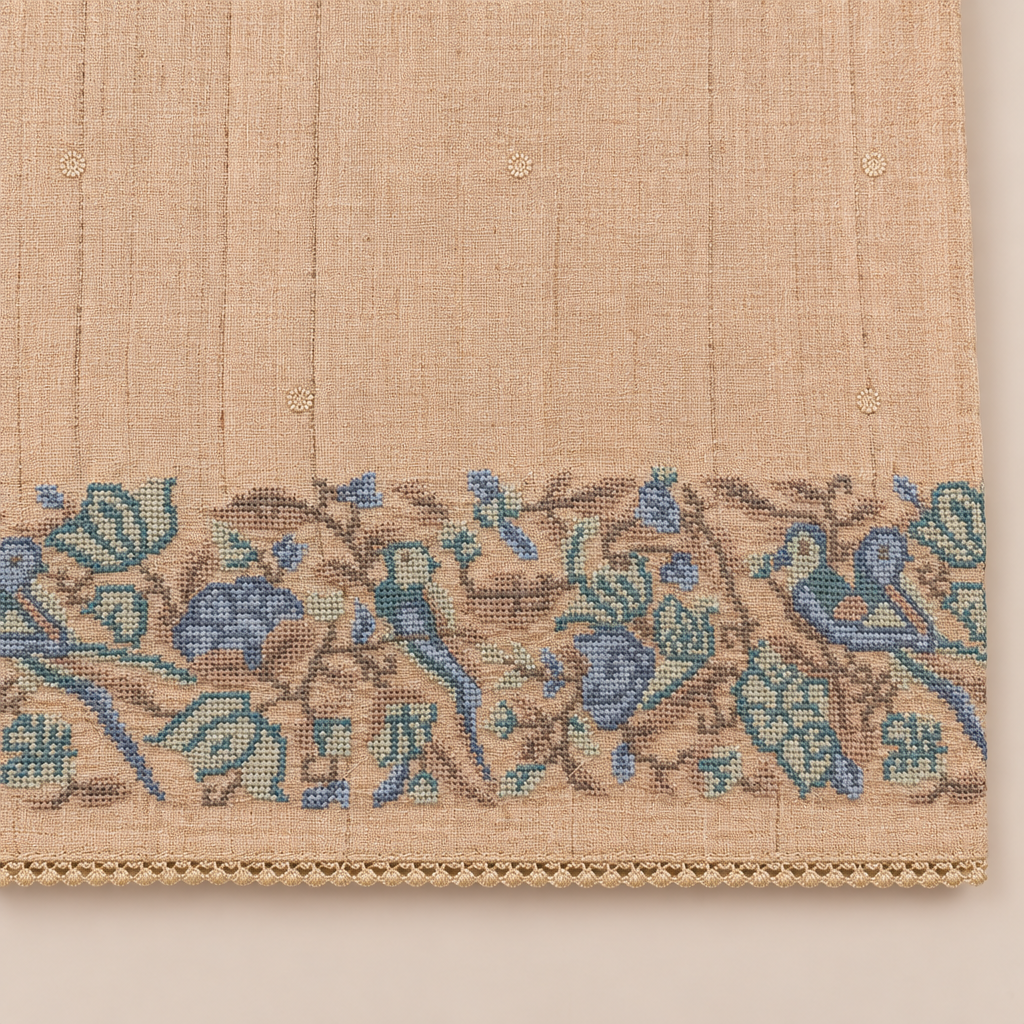 KUBERAN BEIGE PURE TUSSAR SILK SAREE