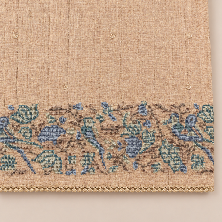 KUBERAN BEIGE PURE TUSSAR SILK SAREE