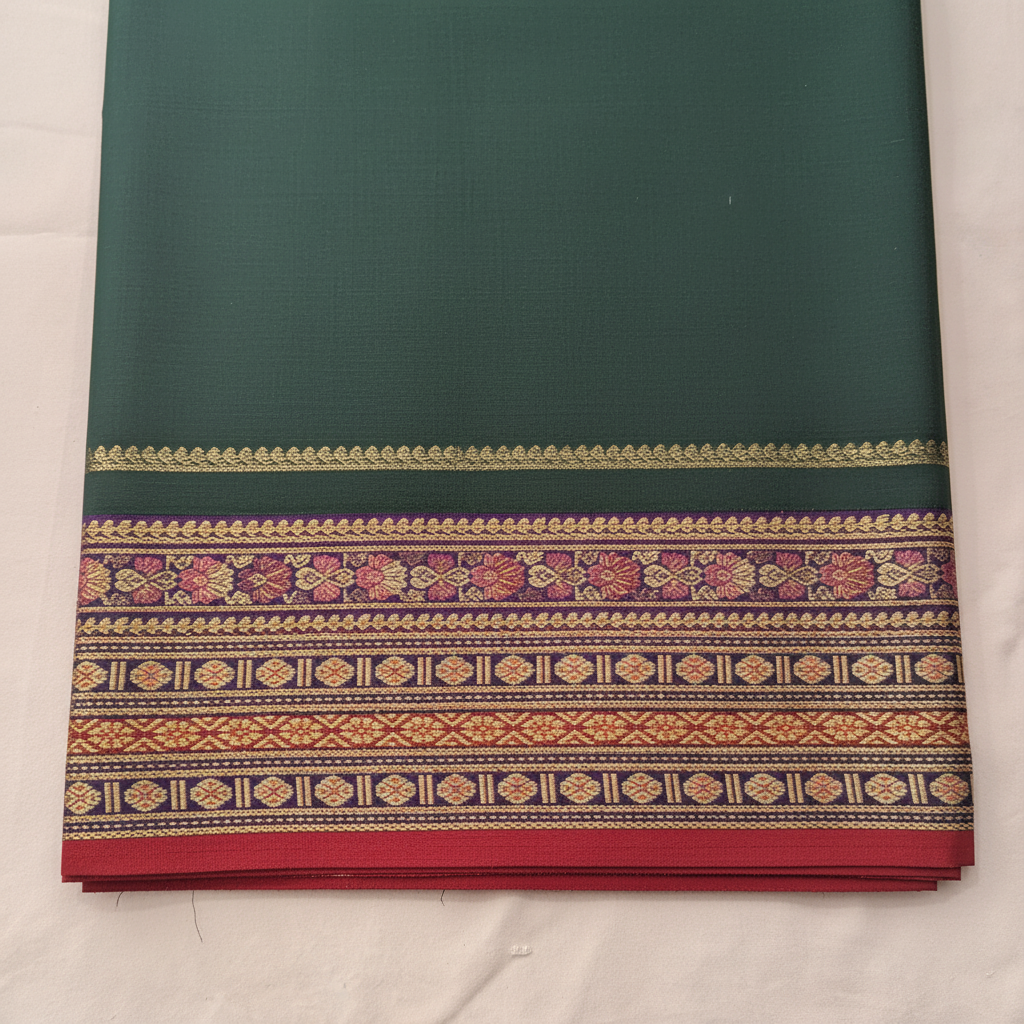 KUBERAN DARK GREEN COTTON SAREE
