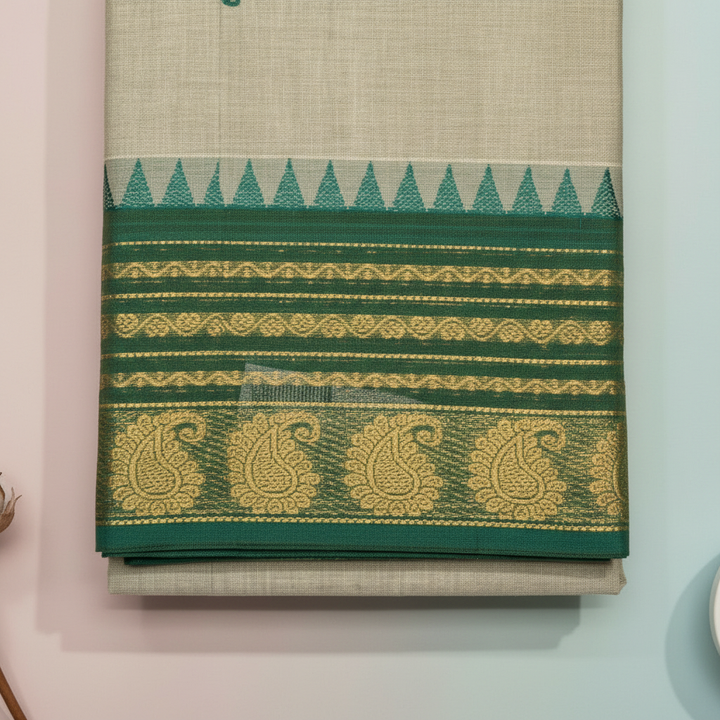 Kuberan Pale Green Cotton Saree