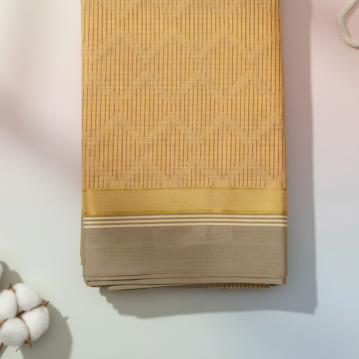 Kuberan Golden Yellow Cotton Saree
