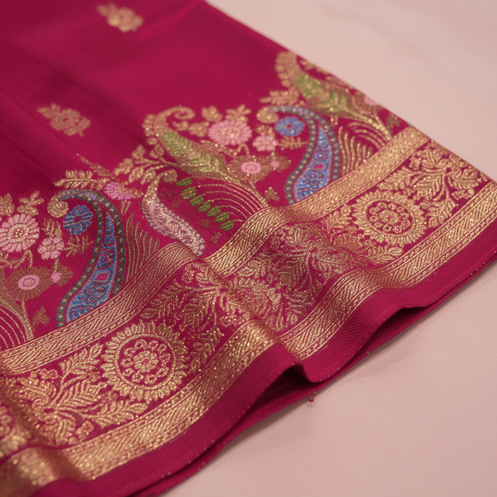 KUBERAN PINK PASHMINA FANCY SAREE