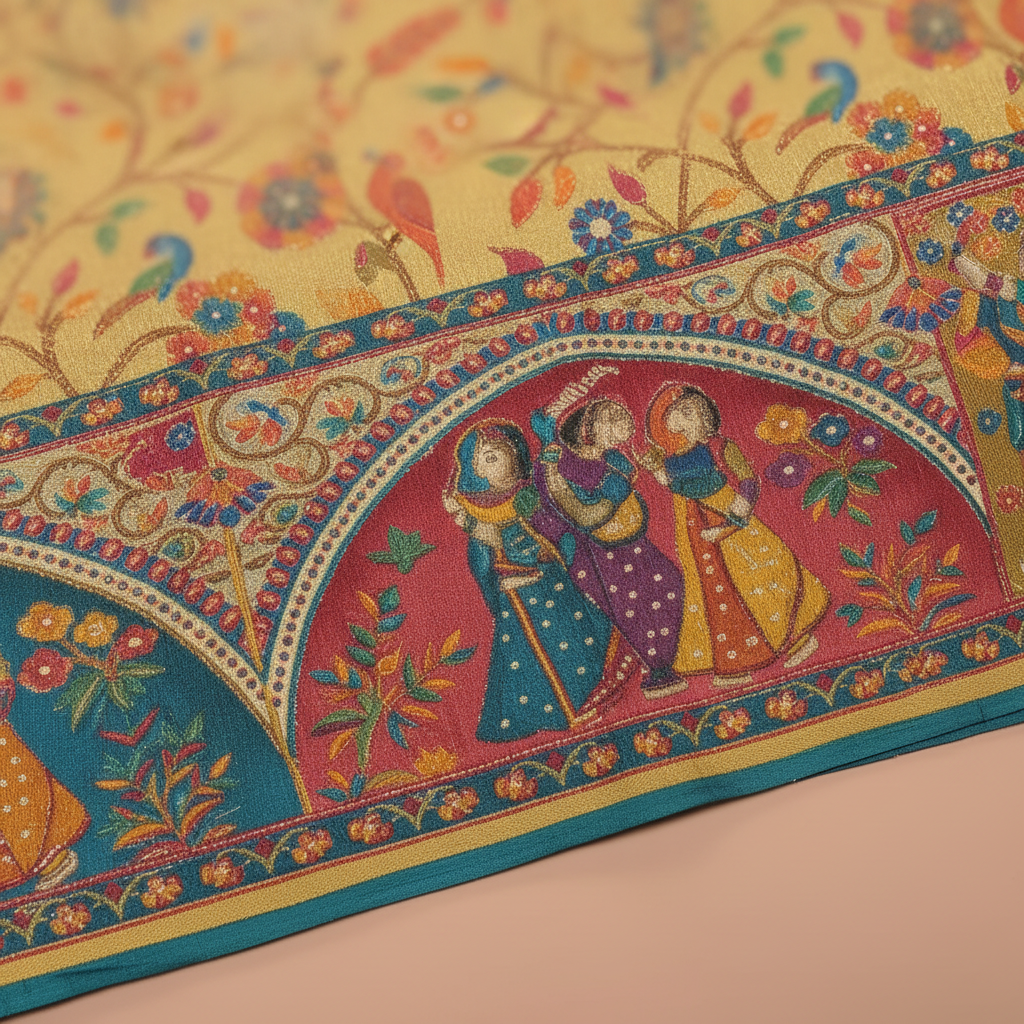 KUBERAN YELLOW PASHMINA FANCY SAREE