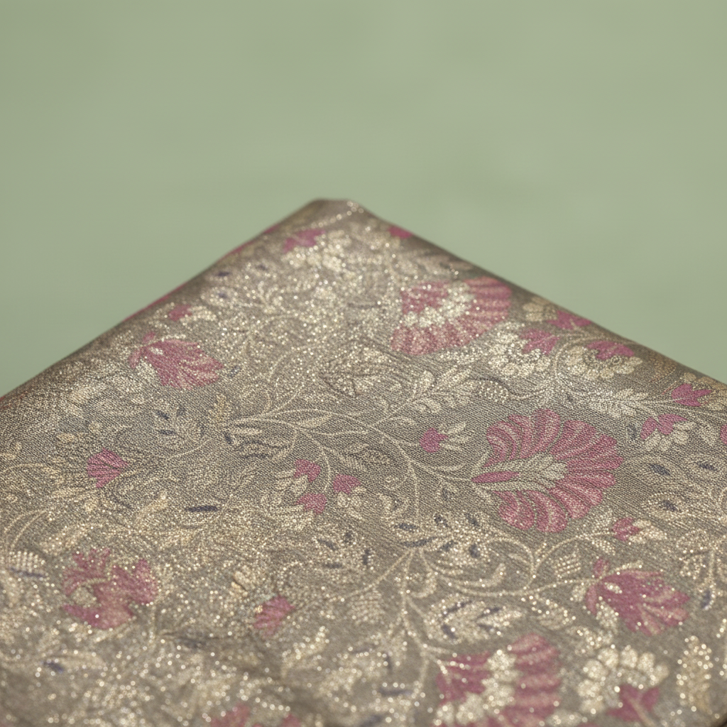 KUBERAN SILVER GREY BROCADE SEMI SILK SAREE