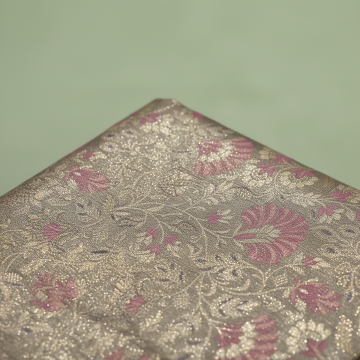 KUBERAN SILVER GREY BROCADE SEMI SILK SAREE