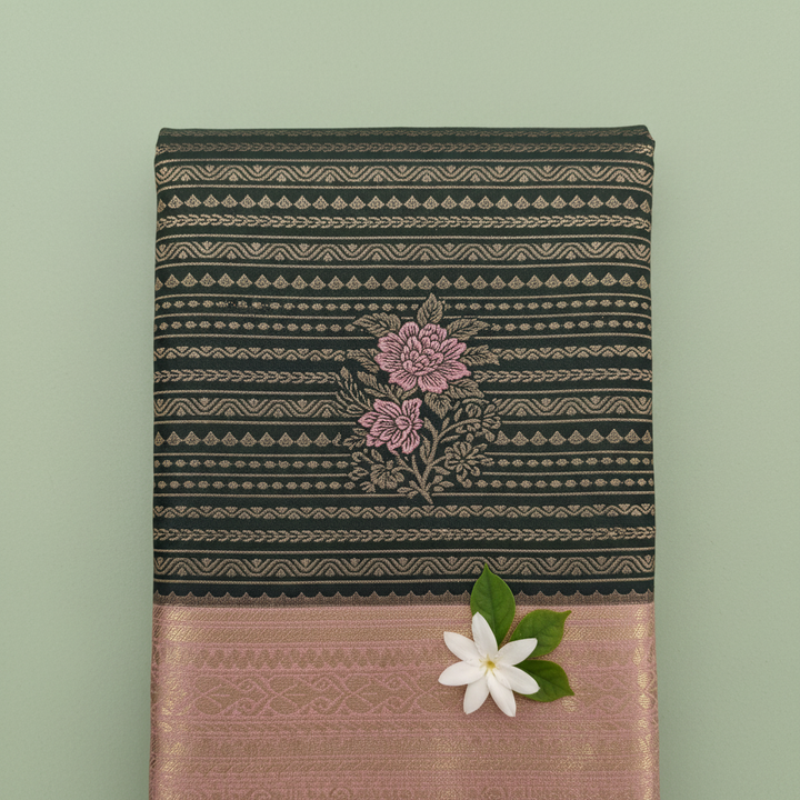 KUBERAN GREEN SEMI SILK SAREE
