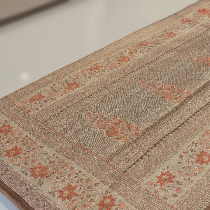 KUBERAN CORAL PINK PURE KANCHIPURAM SILK SAREE