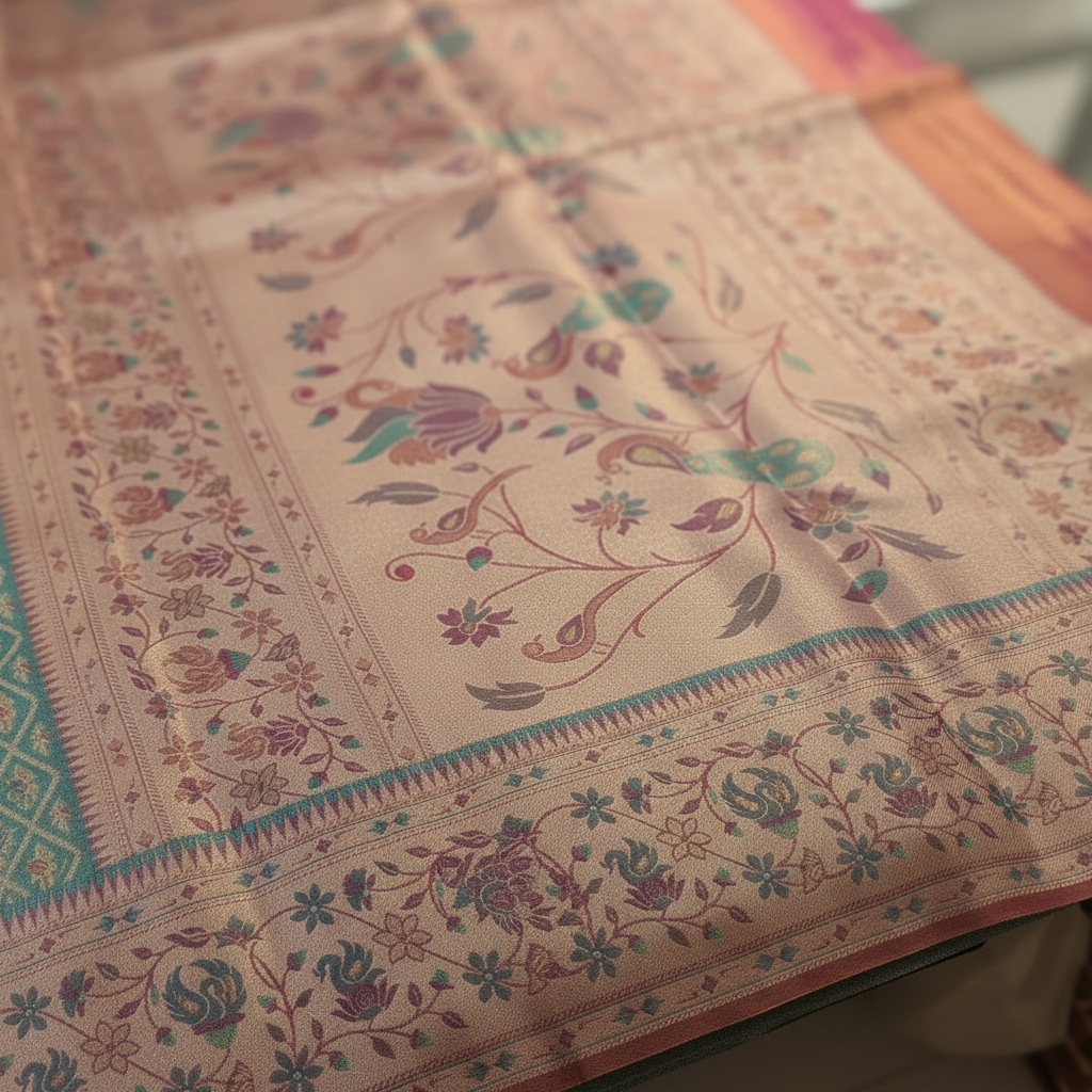 KUBERAN TURQUOISE BLUE PURE KANCHIPURAM SILK SAREE