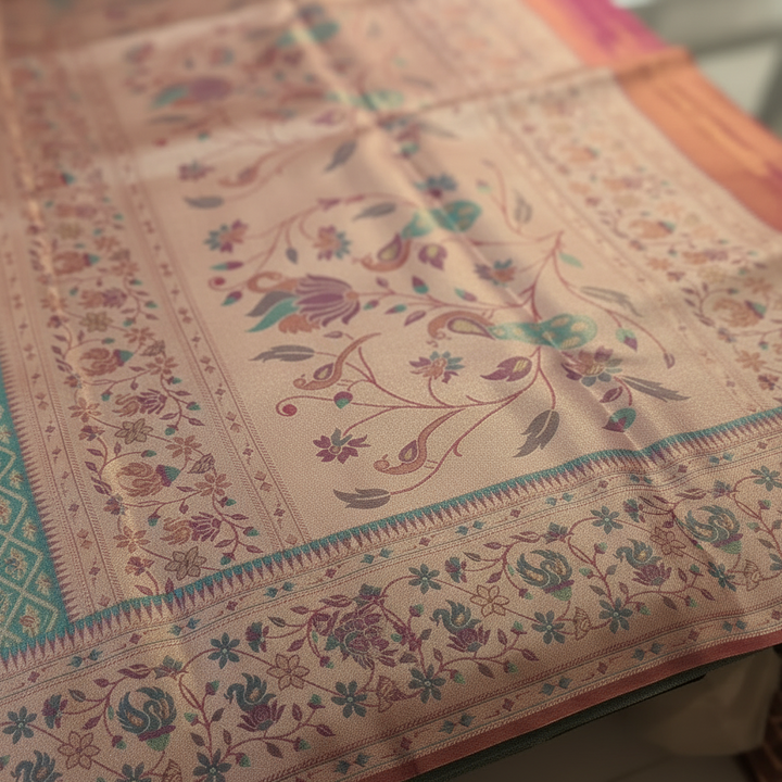 KUBERAN TURQUOISE BLUE PURE KANCHIPURAM SILK SAREE