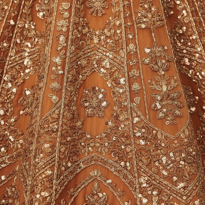 Kuberan Golden  Lehenga Choli with Green Dupatta Semi Stitched