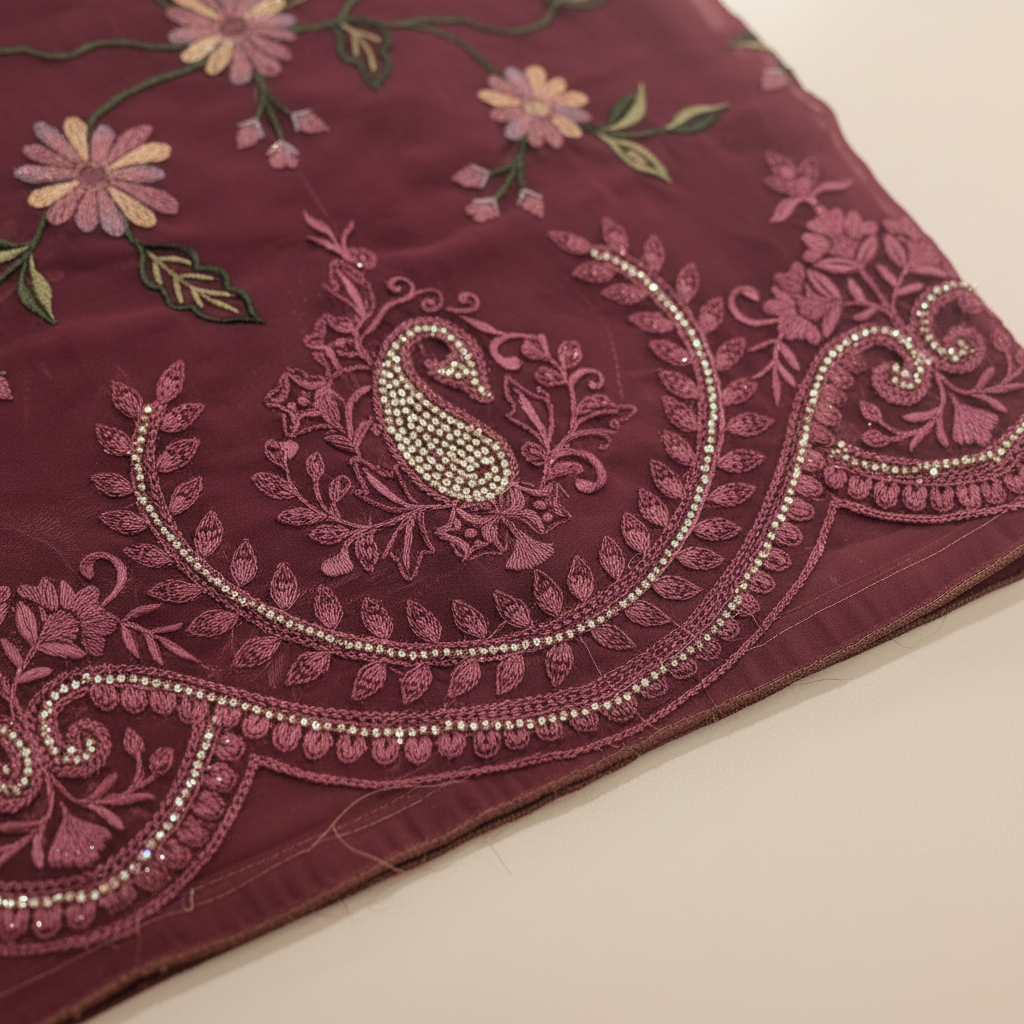 KUBERAN MAROON ORGANZA SAREE