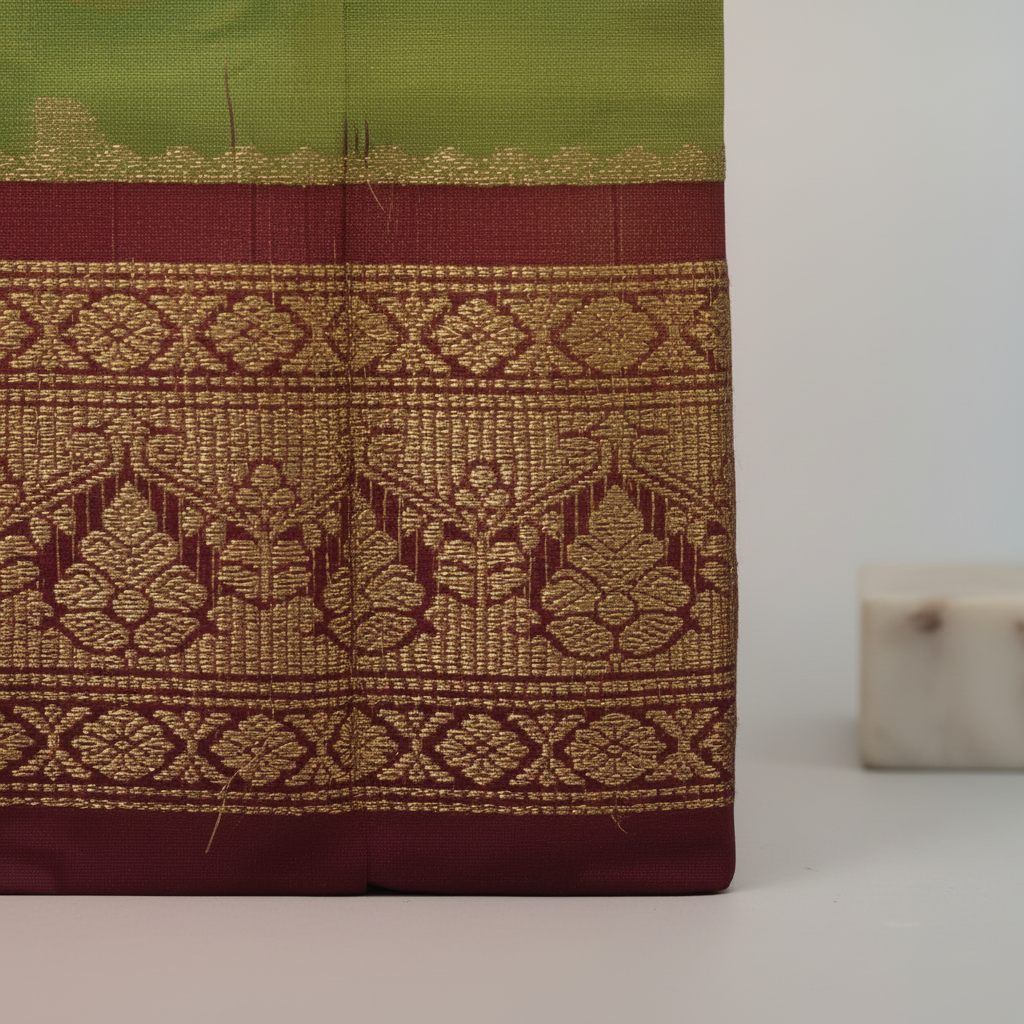 KUBERAN LIGHT GREEN 9 YARDS PURE SILK SAREE