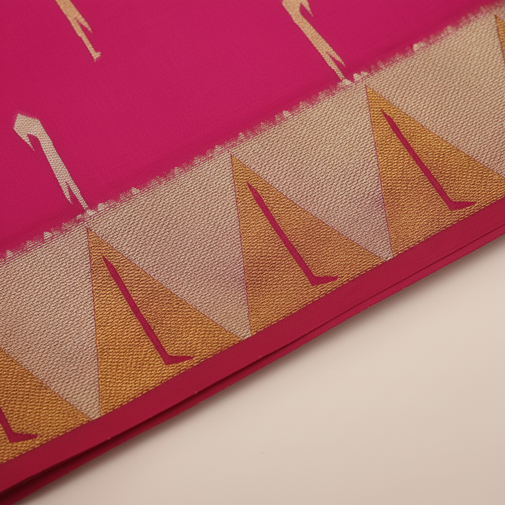 KUBERAN DARK PINK RAW SILK SAREE