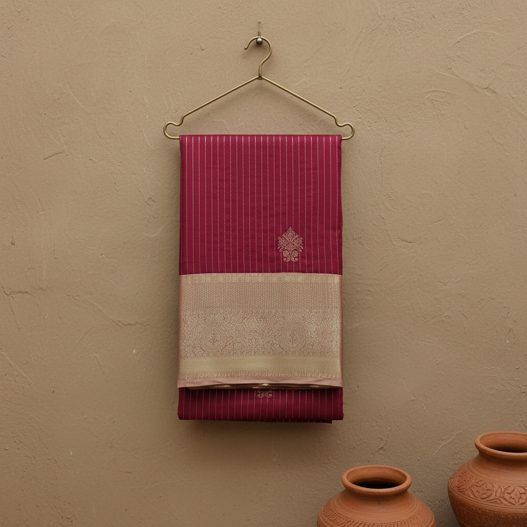KUBERAN MAROON SEMI SILK SAREE