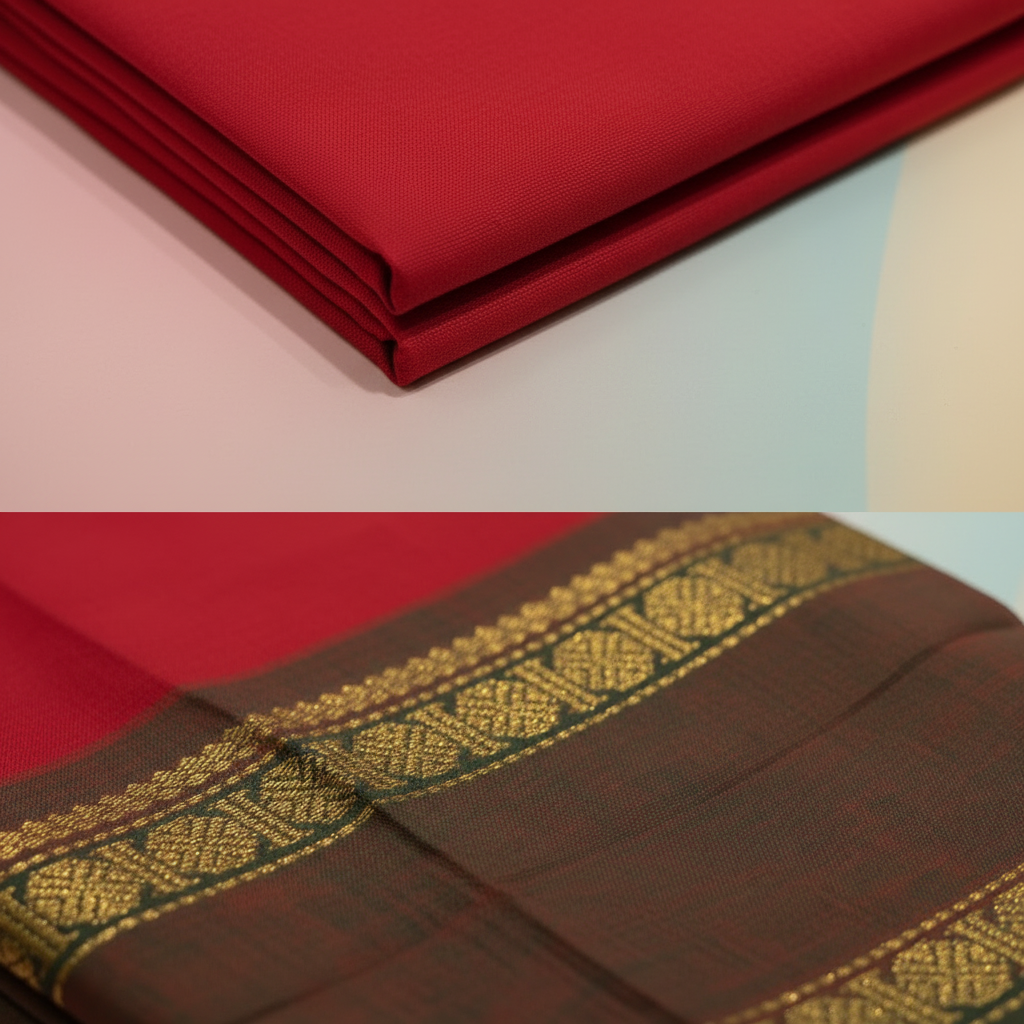 KUBERAN RED COTTON DANCE PRACTICE SAREE