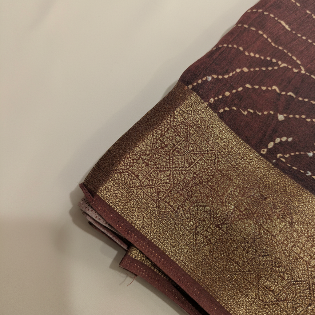 KUBERAN BROWN PRINTED COTTON SAREE