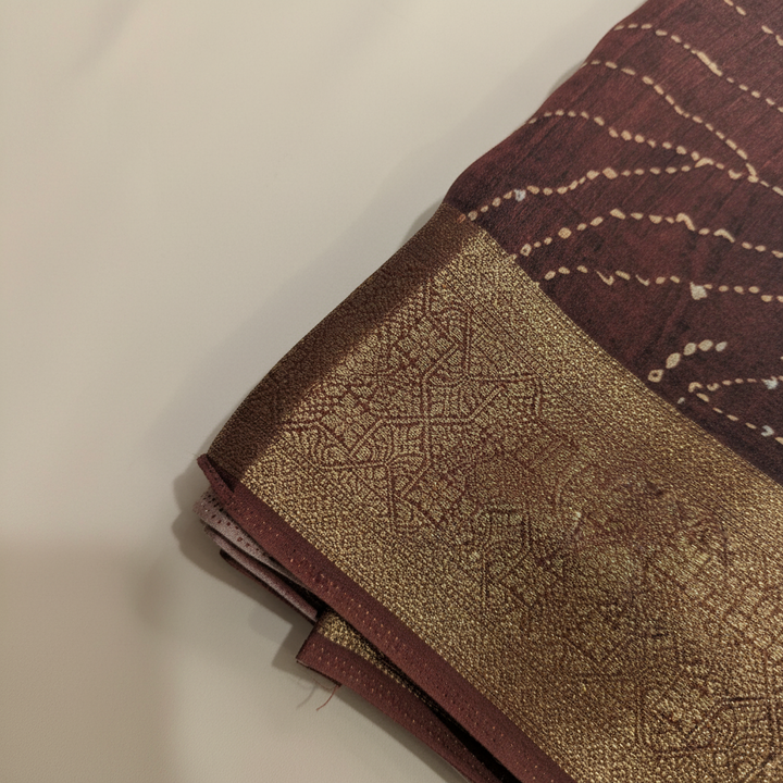 KUBERAN BROWN PRINTED COTTON SAREE