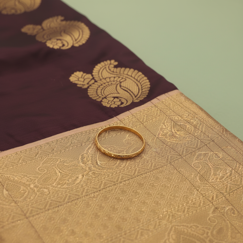 KUBERAN BURGUNDY SEMI SILK SAREE