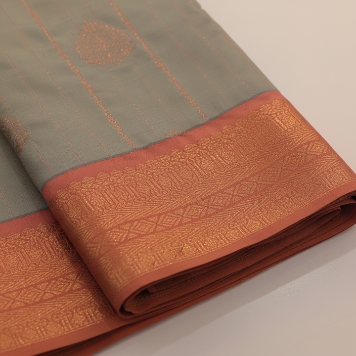 KUBERAN GREY SEMI SILK SAREE