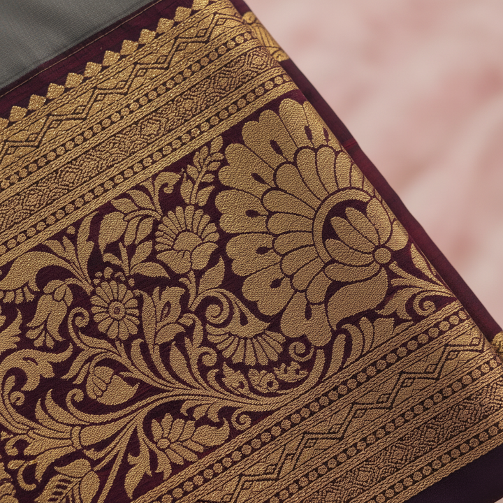 KUBERAN GREY SEMI SILK SAREE