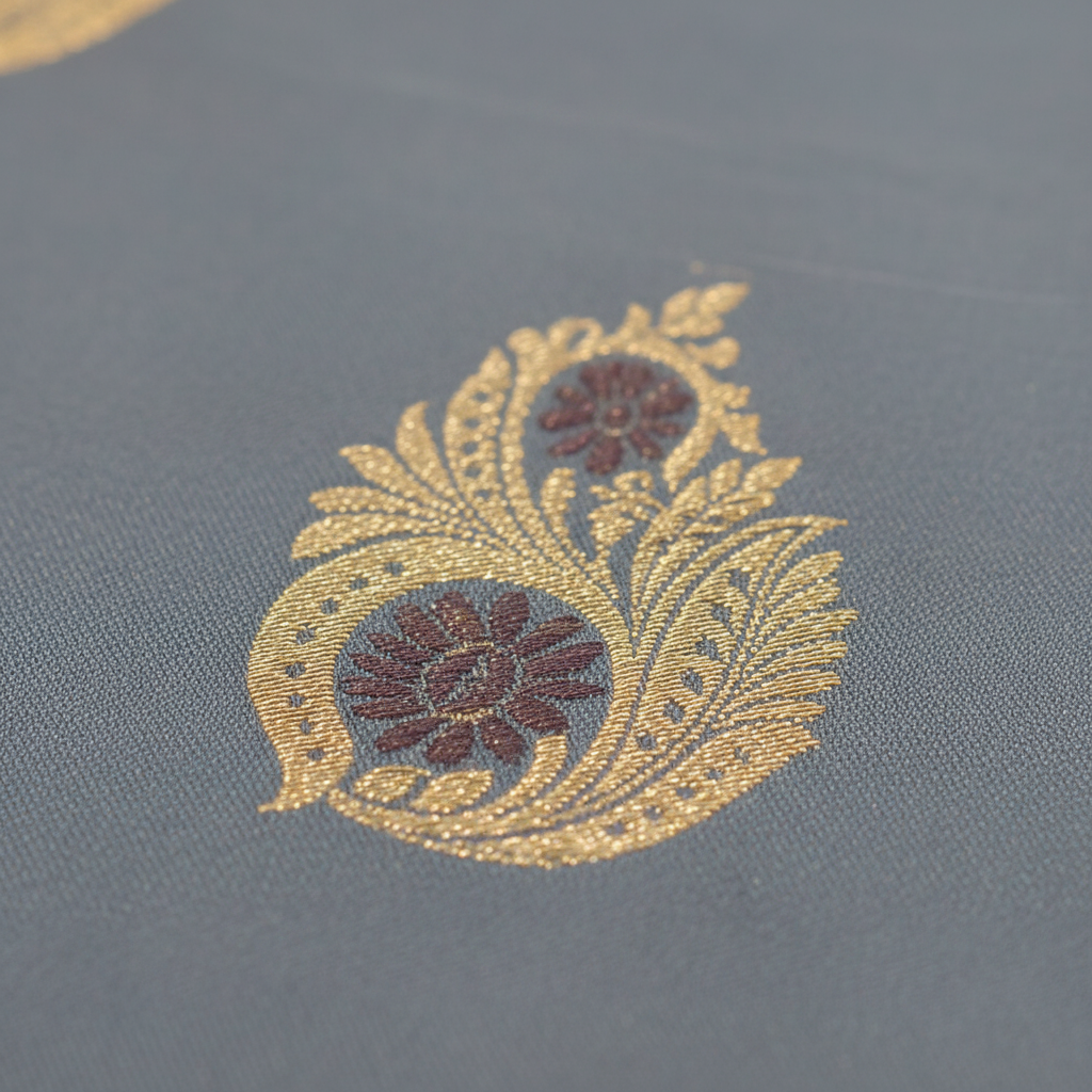 KUBERAN GREY SEMI SILK SAREE