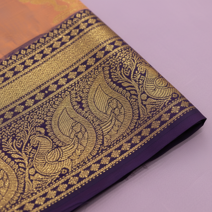 KUBERAN PEACH SEMI SILK SAREE