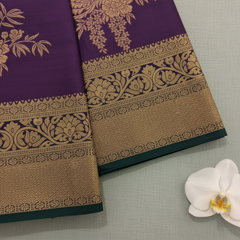 KUBERAN PURPLE SEMI SILK SAREE