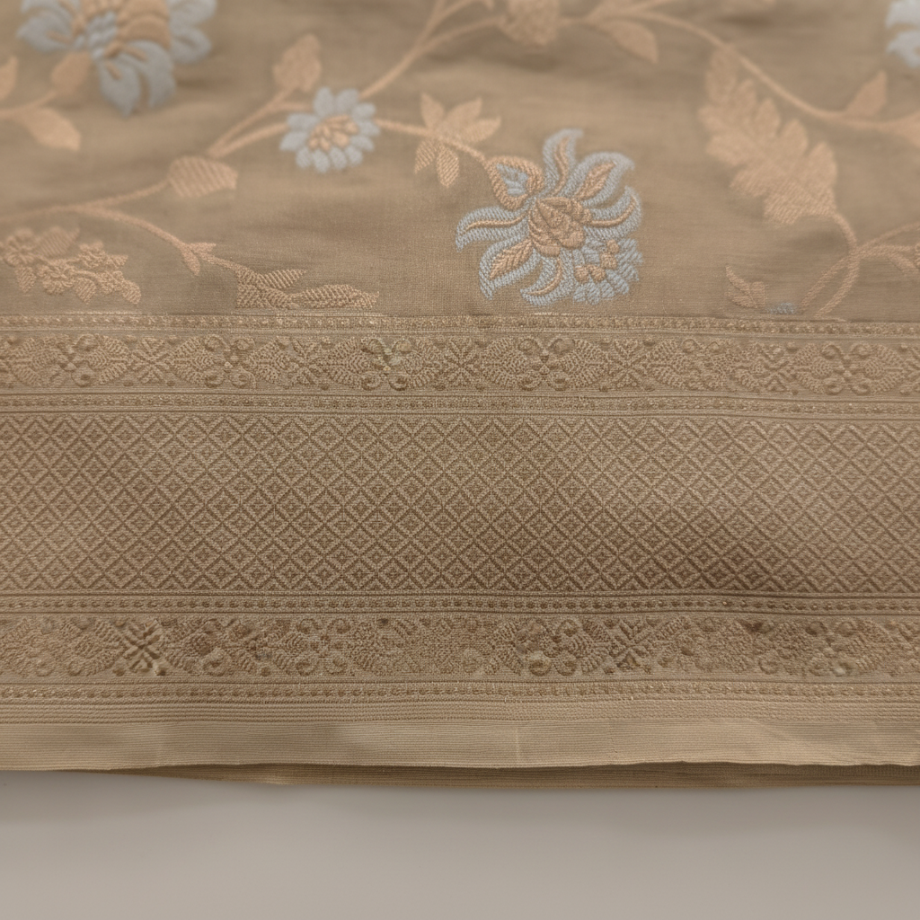 KUBERAN BEIGE PURE BANARASI SILK SAREE