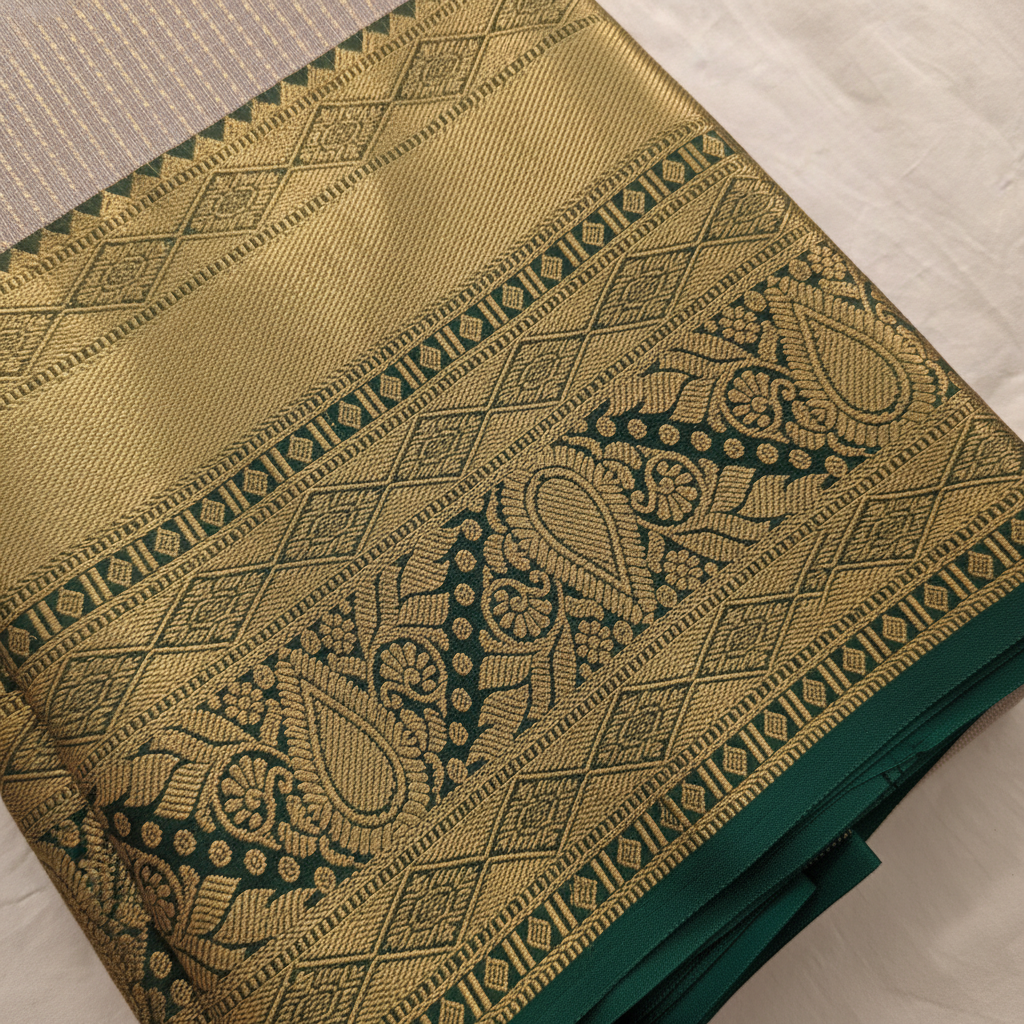 KUBERAN CEMENT GREY SEMI SILK SAREE