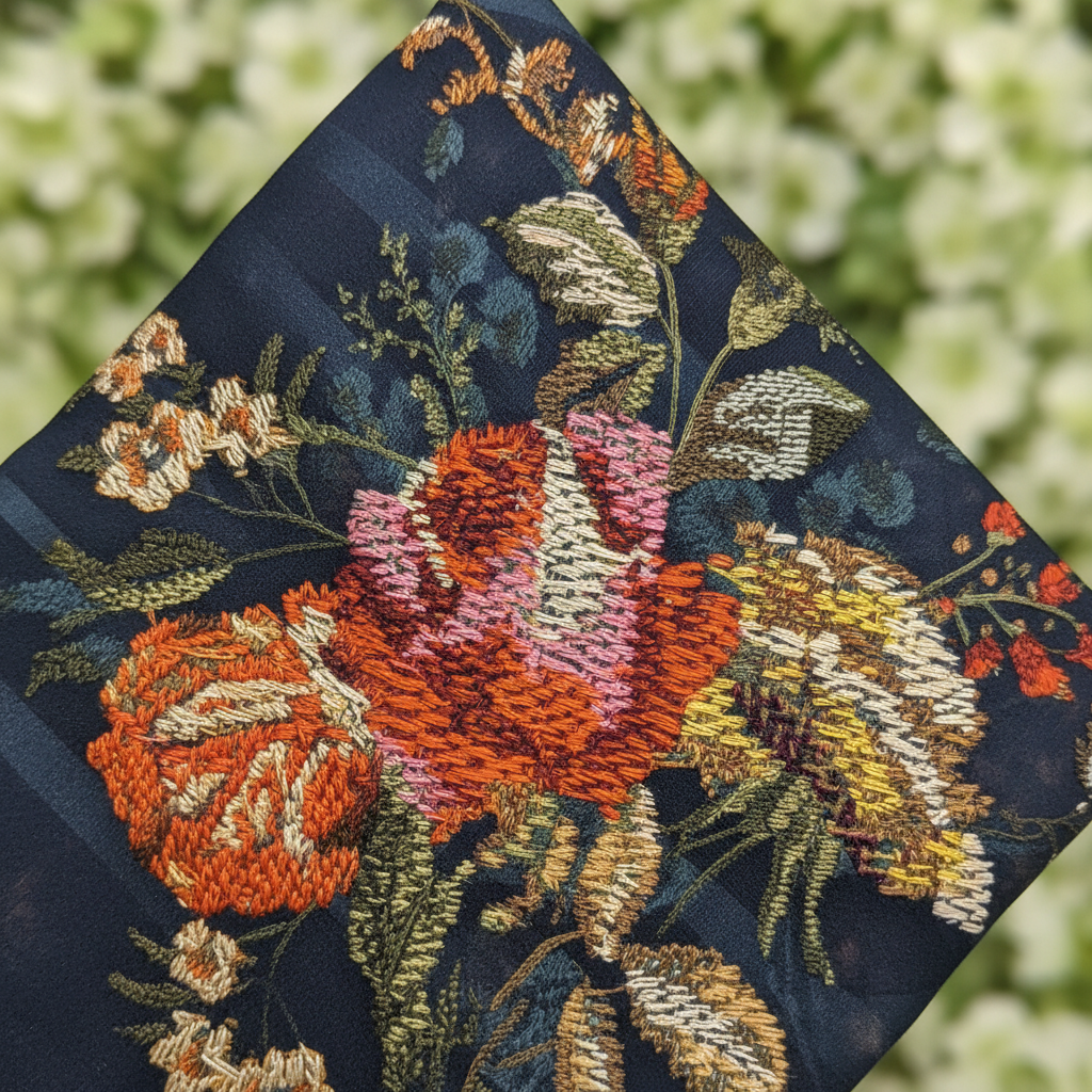 KUBERAN BLUE PURE CHIFFON PRINTED SAREE