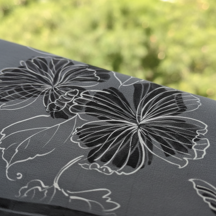 KUBERAN DARK GREY PURE CHIFFON PRINTED SAREE