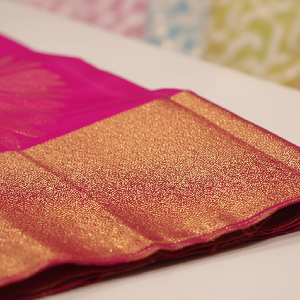 KUBERAN HOT PINK SOFT SILK SAREE