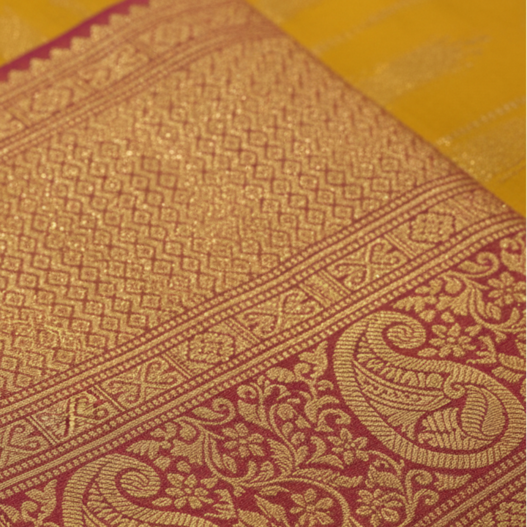 KUBERAN YELLOW PINK SEMI SILK SAREE