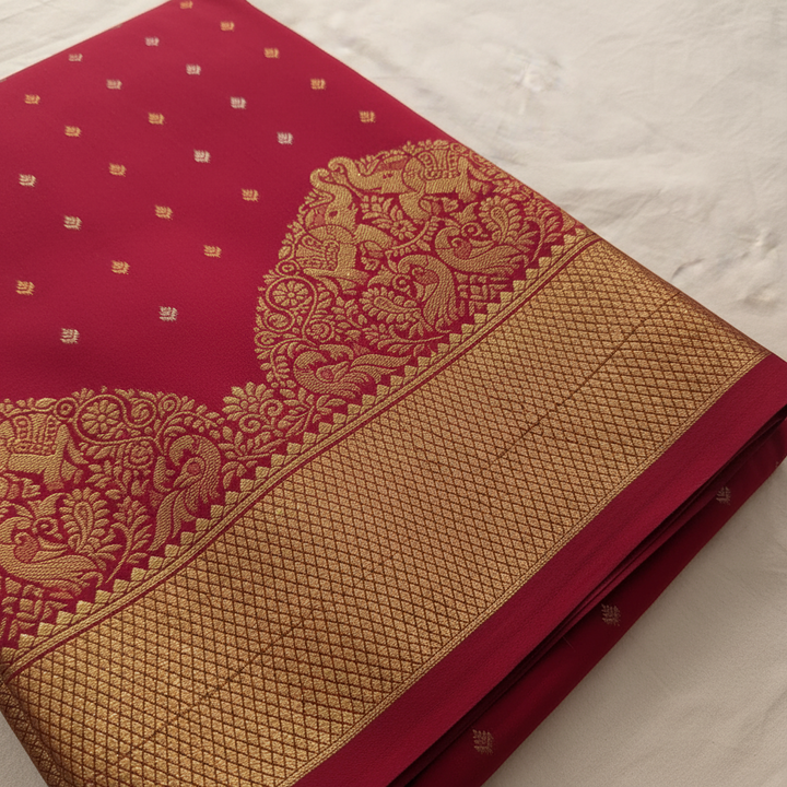 KUBERAN RED SEMI SILK SAREE