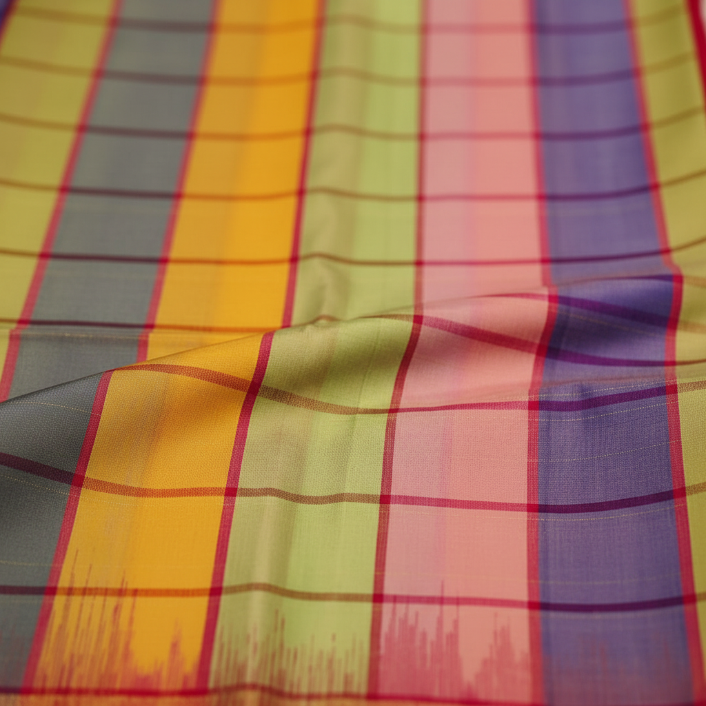 KUBERAN MULTI COLOR CHECKS SOFT SILK SAREE