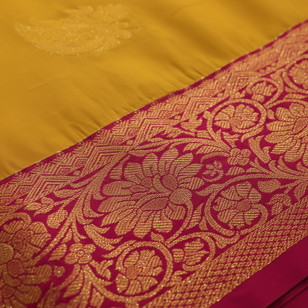 KUBERAN YELLOW SEMI SILK SAREE