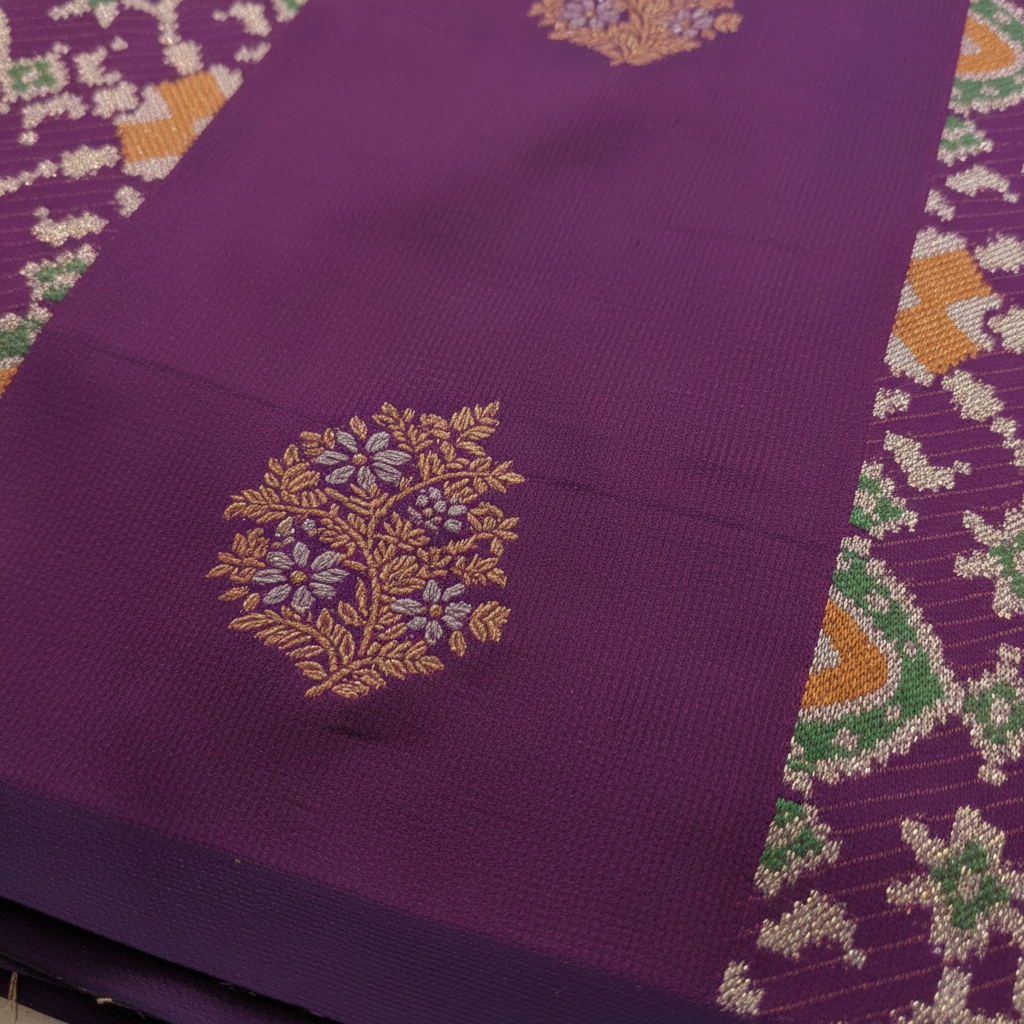 KUBERAN PURPLE SEMI SILK SAREE