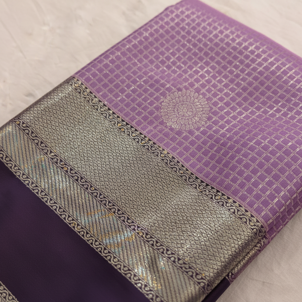 KUBERAN LAVENDER SEMI SILK SAREE