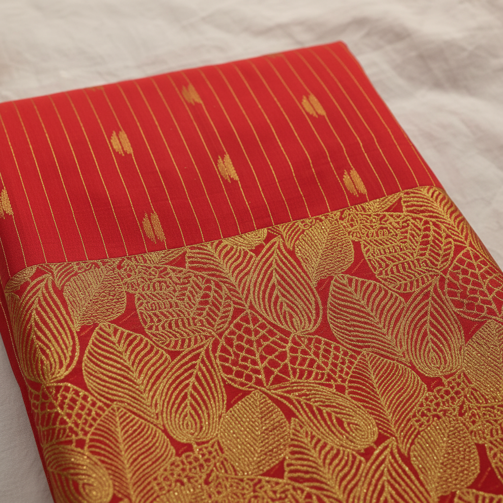 KUBERAN ORANGE SEMI SILK SAREE