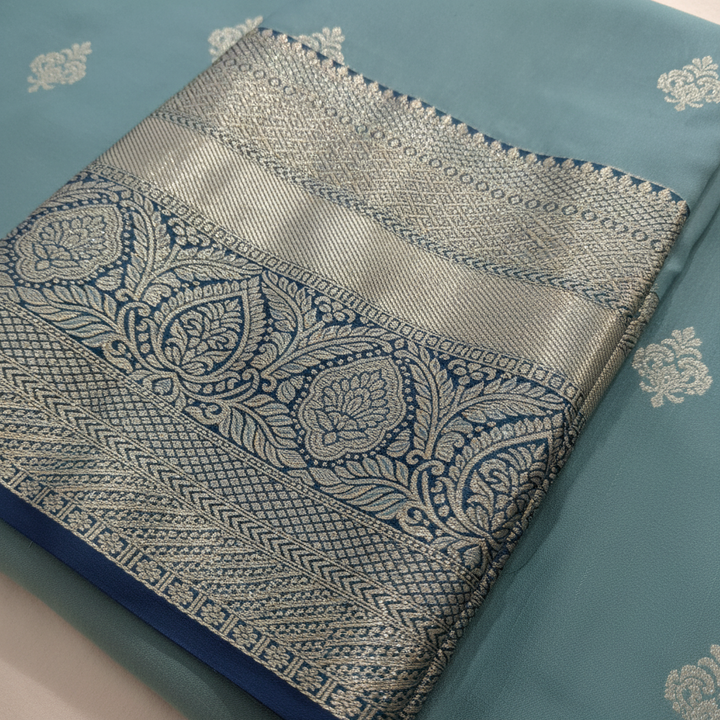 KUBERAN TEAL BLUE SEMI SILK SAREE