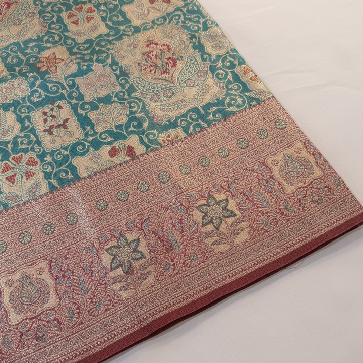 KUBERAN BLUE PINK PURE KANCHIPURAM SILK SAREE