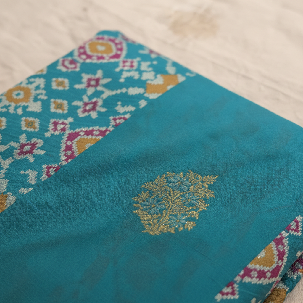 KUBERAN TURQUOISE SEMI SILK SAREE