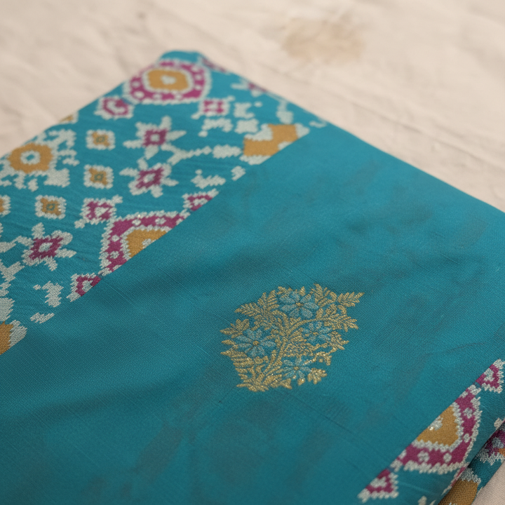 KUBERAN TURQUOISE SEMI SILK SAREE