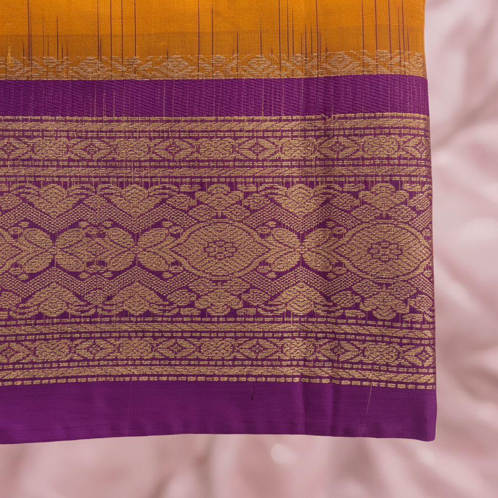 KUBERAN MANGO YELLOW PURE SILK DANCE SAREE