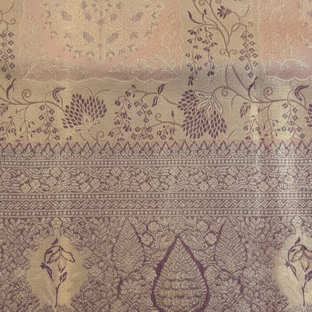 KUBERAN PEACH PINK PURPLE PURE KANCHIPURAM SILK SAREE