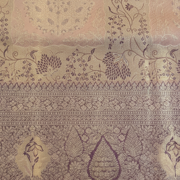 KUBERAN PEACH PINK PURPLE PURE KANCHIPURAM SILK SAREE