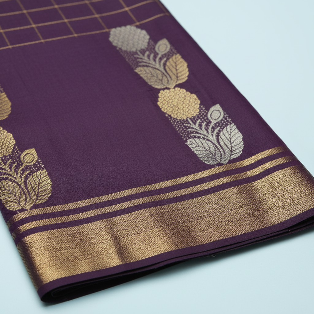 KUBERAN PURPLE TUSSAR SILK SAREE