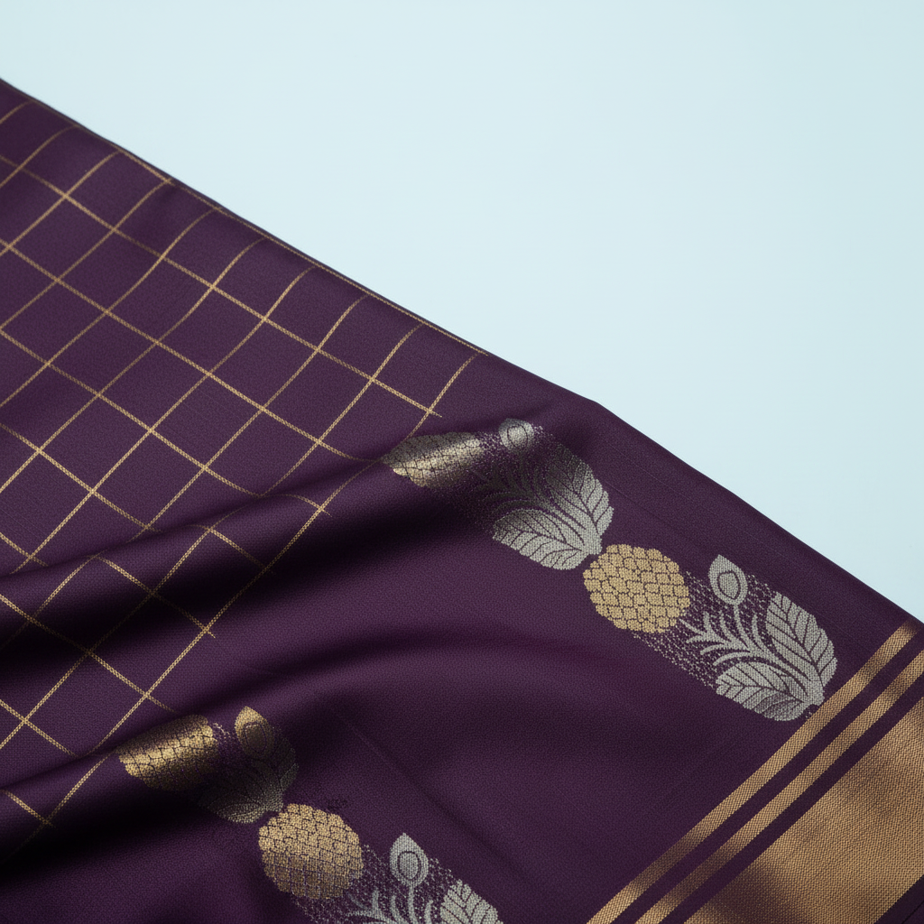 KUBERAN PURPLE TUSSAR SILK SAREE